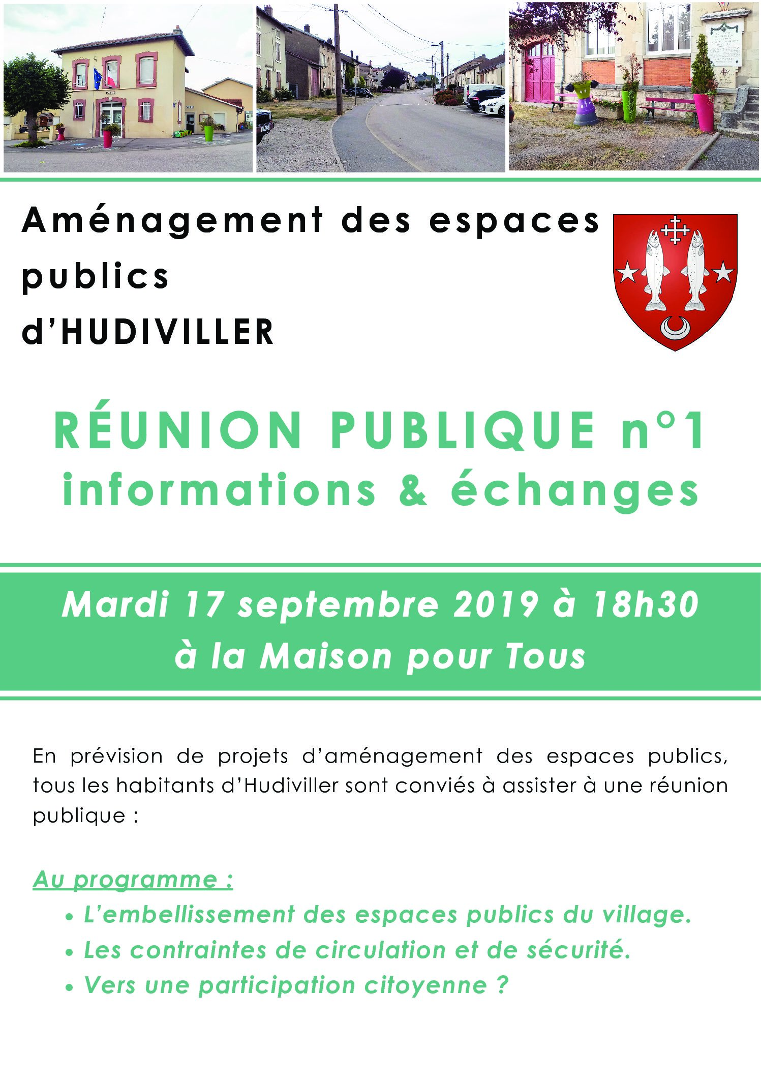 REUNION PUBLIQUE : AMENAGEMENTS DES ESPACES PUBLICS